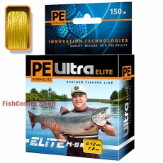 Плетеный шнур Aqua PE Ultra Elite M-8 Yellow 0.12 мм. 150 м.