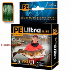 Плетеный шнур Aqua PE Ultra Elite Sea Profi Dark-Green 0.40 мм. 300 м.