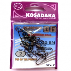 Вертлюг роликовый Kosadaka с карабином "Nice snap" 3022BN №2 (14 кг.) 5 шт.
