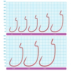 Крючок офсетный Owner 5109 Red №4 J-Light Worm Hook (6 шт.)