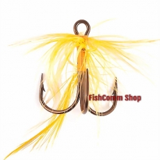 Вабик с тройником Mustad №2 Желтый. Ручная работа. Упаковка 20 шт.