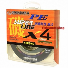 Плетеный шнур Kosadaka Super Line PE X4 0.25 (#2.5) Dark Green 300 m.