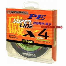 Плетеный шнур Kosadaka Super Line PE X4 0.40 (#6.0) Light Green 300 m.