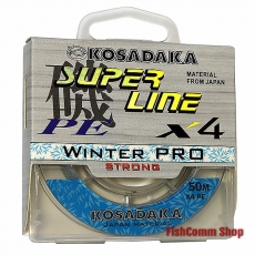 Плетеный шнур Kosadaka Super Line PE X4 Winter Pro зимний 0.18 мм. 50 м. Голубой