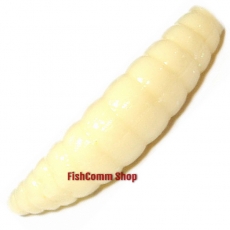 Силиконовая приманка Kosadaka Maggot 40. Цвет WH (белый с золотыми блестками). 8 шт. (креветка)