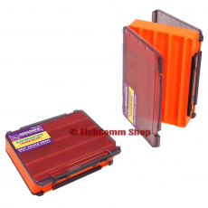 Коробка Kosadaka TB-S61A для воблеров двухсторонняя продольные секции (оранжевая) 255х195х60 мм.