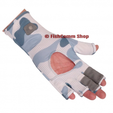 Перчатки Kosadaka Sunblock Gloves эластичные с открытой ладонью и пальцами White Camo M